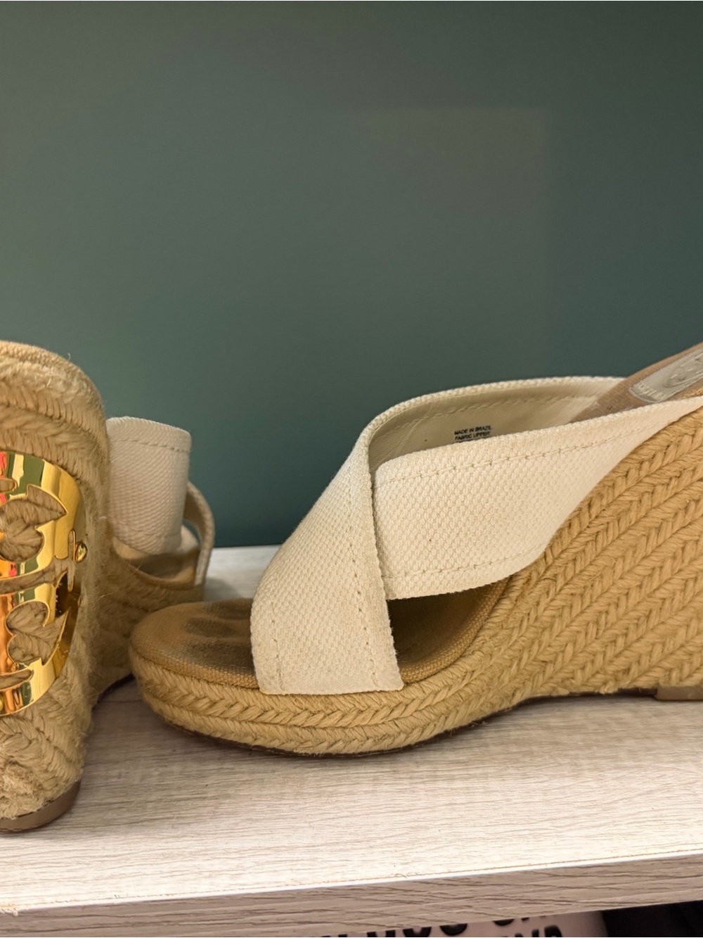 Women’s Cream Tory Burch Wedge Slide Sandals